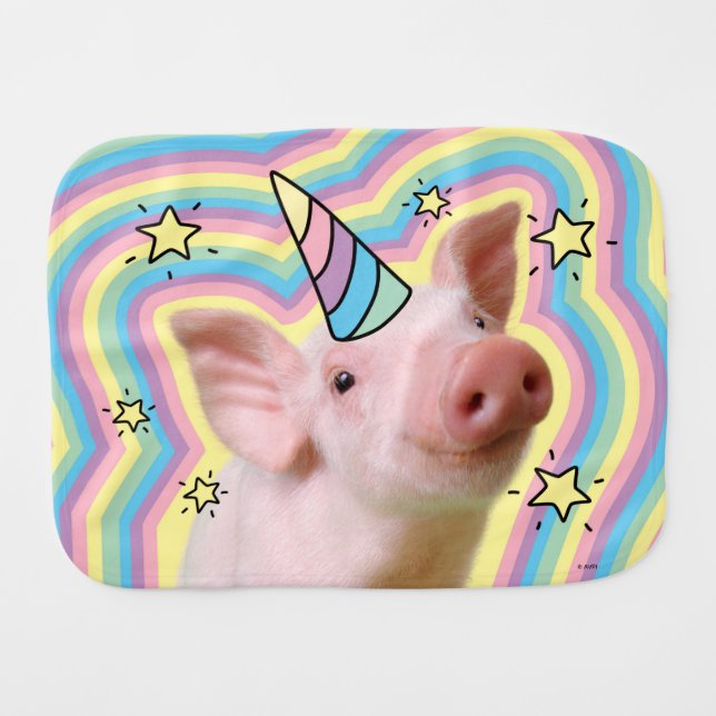 Magical Piglet Unicorn Baby Burp Cloth (Front Horizontal)