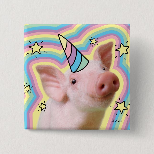 Magical Piglet Unicorn Button (Front)
