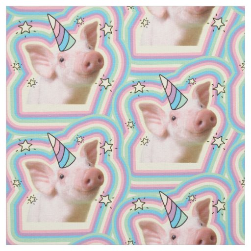 Magical Piglet Unicorn Fabric