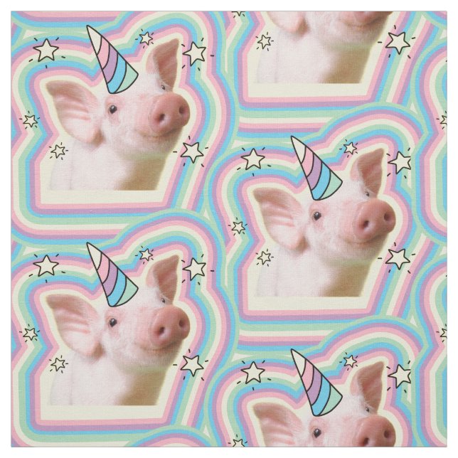 Magical Piglet Unicorn Fabric (Swatch)