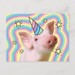 Magical Piglet Unicorn Invitation Postcard