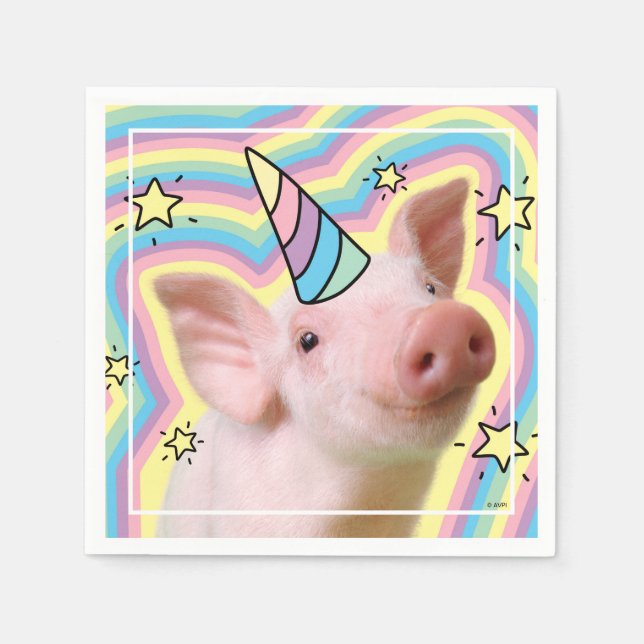 Magical Piglet Unicorn Napkins (Front)