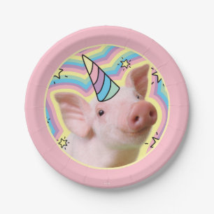 Magical Piglet Unicorn Paper Plates