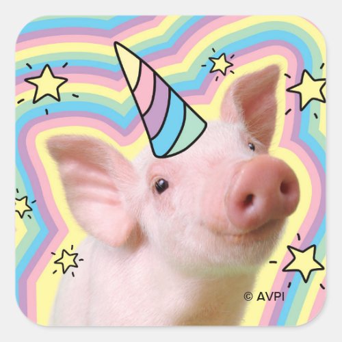 Magical Piglet Unicorn Square Sticker