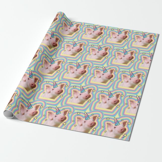 Magical Piglet Unicorn Wrapping Paper (Unrolled)