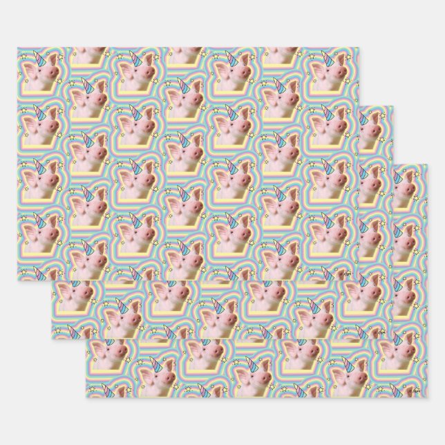 Magical Piglet Unicorn Wrapping Paper Sheets (Set)
