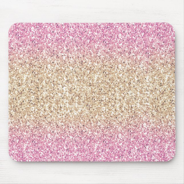 Magical Pink and Gold Glitter Ombre Mouse Pad (Front)