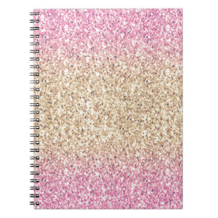 Magical Pink and Gold Glitter Ombre Notebook