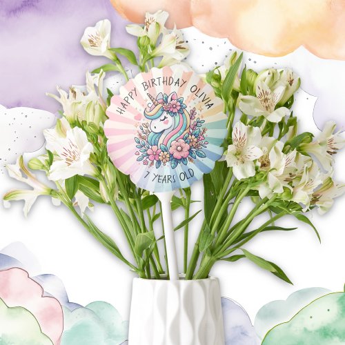 Magical Pink and Gold Unicorn and Flowers Birthday Balloon