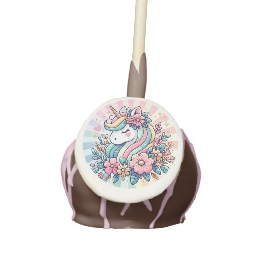 Magical Pink and Gold Unicorn and Flowers Cake Pops (Front)