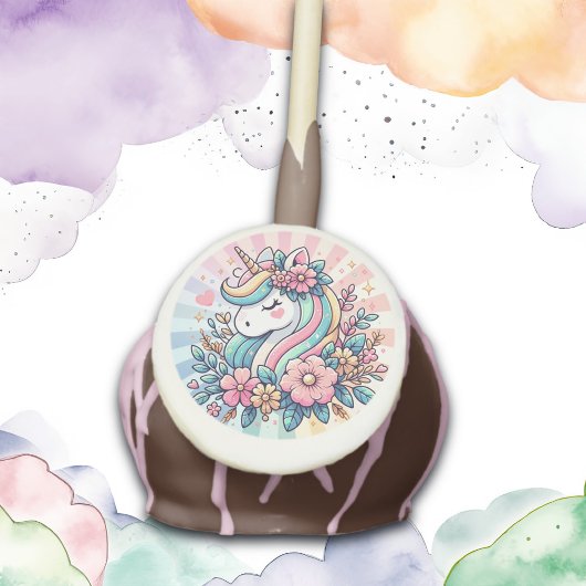 Magical Pink and Gold Unicorn and Flowers Cake Pops