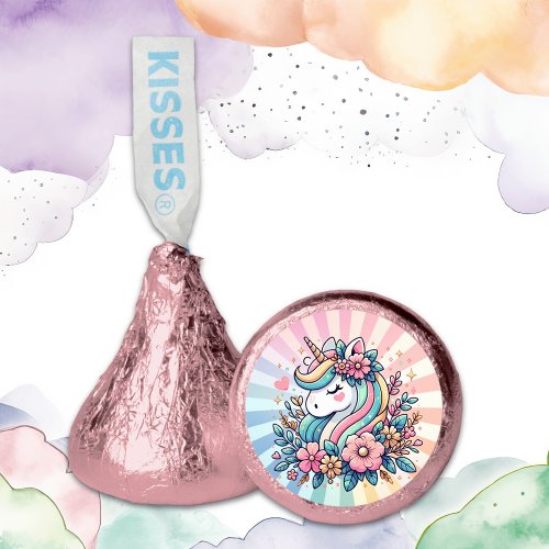 Magical Pink and Gold Unicorn and Flowers Hersheys Kisses