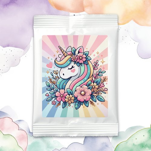 Magical Pink and Gold Unicorn and Flowers Lemonade Drink Mix