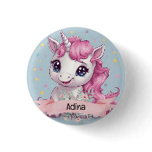 Magical Pink Baby Unicorn Stars Custom Name