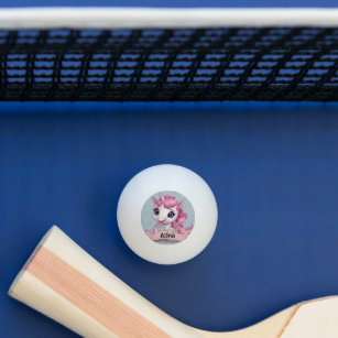 Magical Pink Baby Unicorn Stars Custom Name Ping Pong Ball