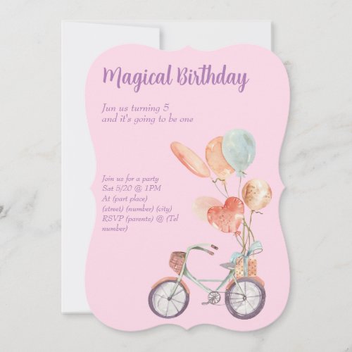 Magical pink birthday party Flat Card