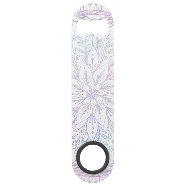 Magical Pink Blue Mandala Flower Bar Key (Front)