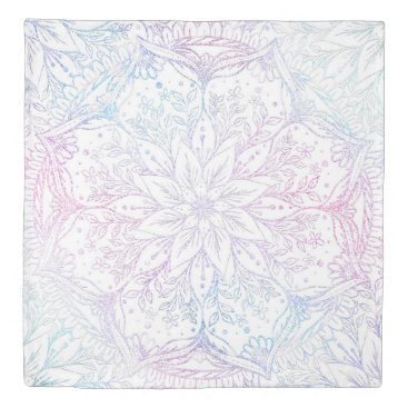 Magical Pink Blue Mandala Flower Duvet Cover