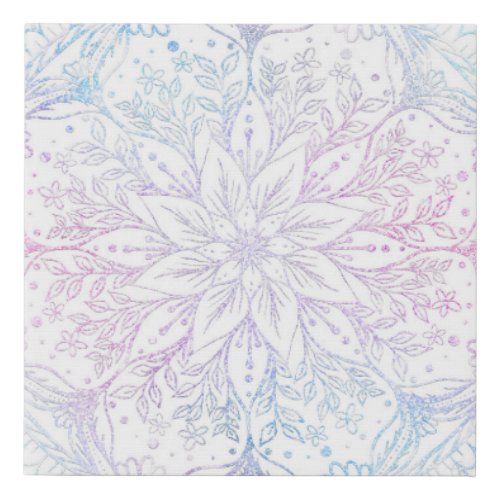 Magical Pink Blue Mandala Flower Faux Canvas Print