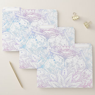 Magical Pink Blue Mandala Flower File Folder