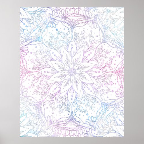 Magical Pink Blue Mandala Flower Poster