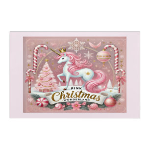 Magical Pink Christmas Wonderland Unicorn Acrylic Print