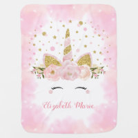 Magical Pink Clouds Unicorn Baby Girl Nursery Baby Blanket