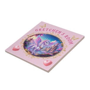 Magical Pink Dragon Girl's Room Ceramic Tile