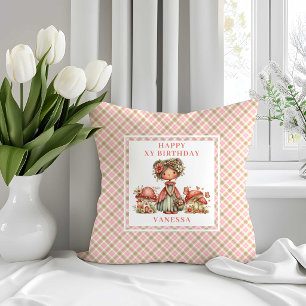 Magical Pink Fairy 1st Birthday Throw Pillow