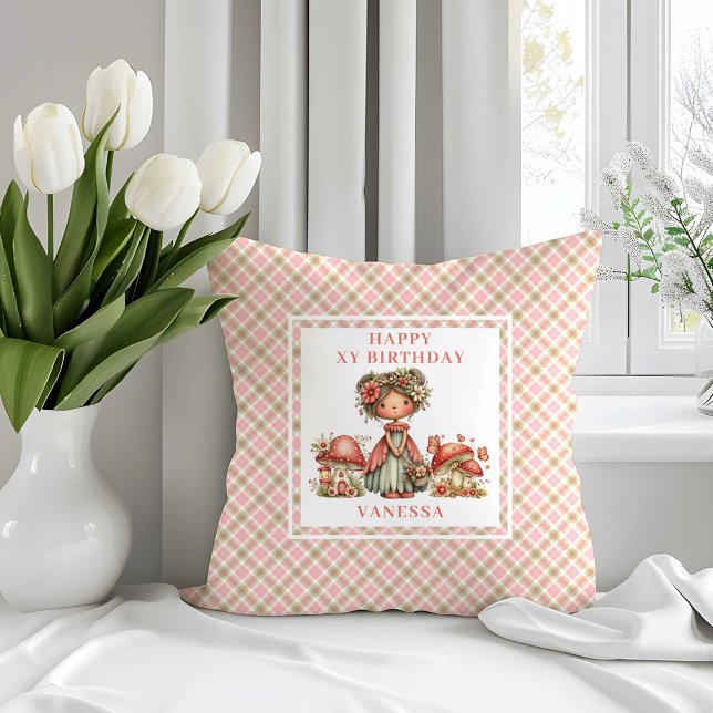 Magical Pink Fairy 1st Birthday Throw Pillow (Magical Pink Fairy 1st Birthday Throw Pillow)