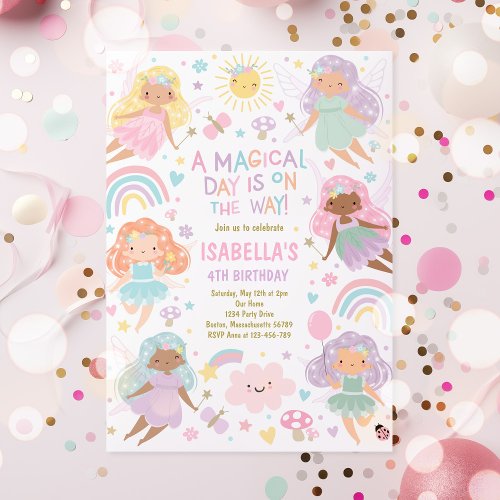 Magical Pink Fairy Princess Birthday Party Invitation