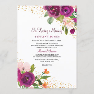 Magical Pink Floral Memorial Service Invite