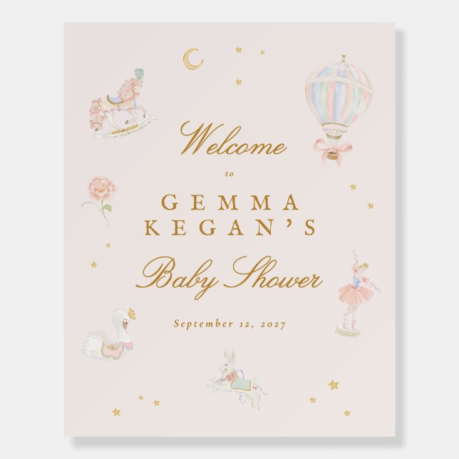 Magical pink girl fairytale Baby Shower welcome Foam Board (Front)
