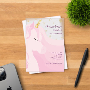 Magical Pink Gold Unicorn Birthday  Acrylic Invitations