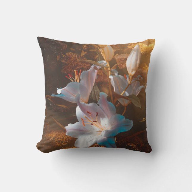 Magical pink lilies - flowers throw pillow (Front)