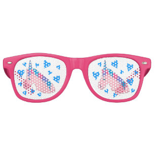 Magical Pink Purple Blue Heart Unicorn Fairytale Retro Sunglasses