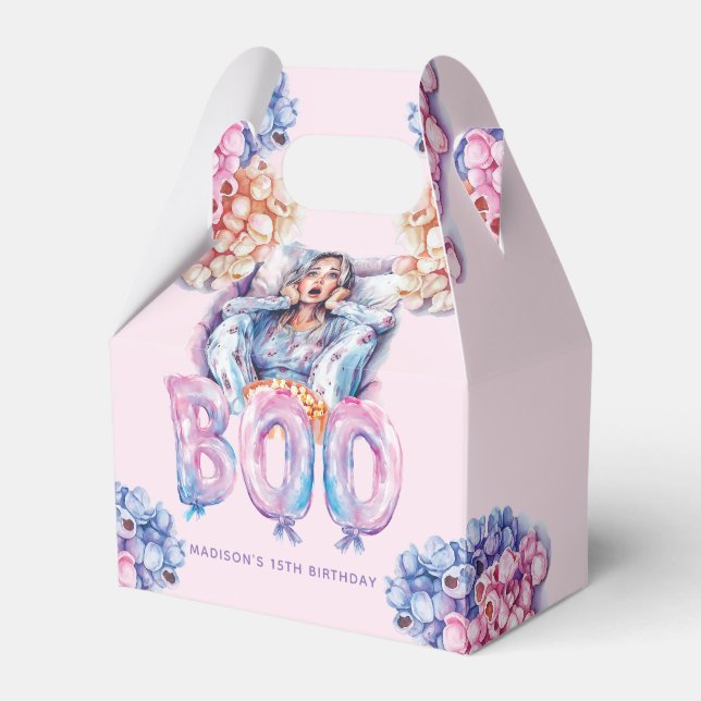 Magical Pink Purple Halloween Night Sleepover Favor Boxes (Front Side)