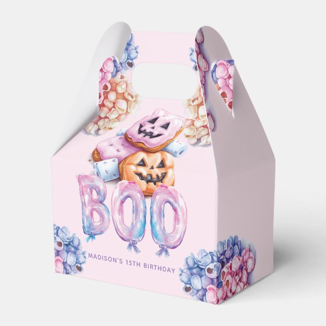 Magical Pink Purple Halloween Night Sleepover Favor Boxes (Front Side)