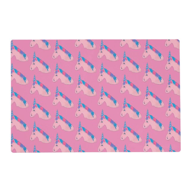 Magical Pink Purple Horn Unicorn Horse Mythical Placemat (Front)