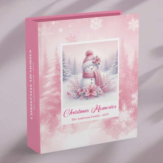 Magical Pink Snowman Cozy Forest Christmas Memory  3 Ring Binder (Magical Pink Snowman Cozy Forest Christmas Memory Album Binder

)