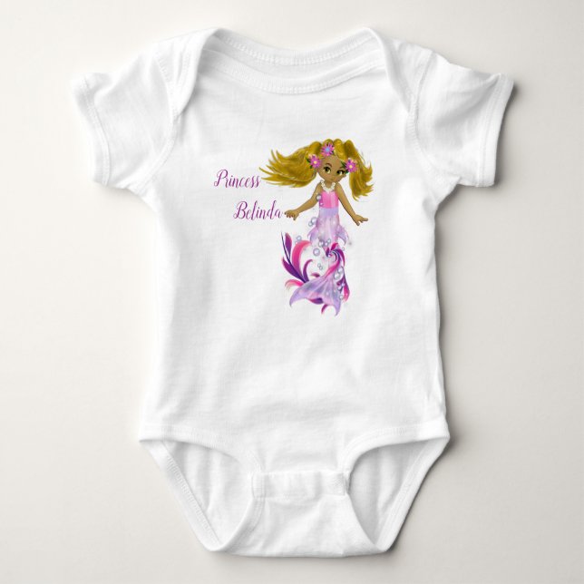 Magical Pink Swirly Mermaid Baby Bodysuit (Front)