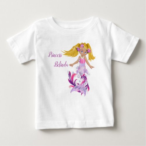 Magical Pink Swirly Mermaid Baby T_Shirt