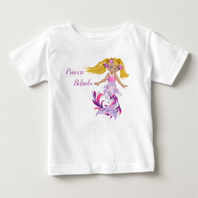 Magical Pink Swirly Mermaid Baby T-Shirt (Front)