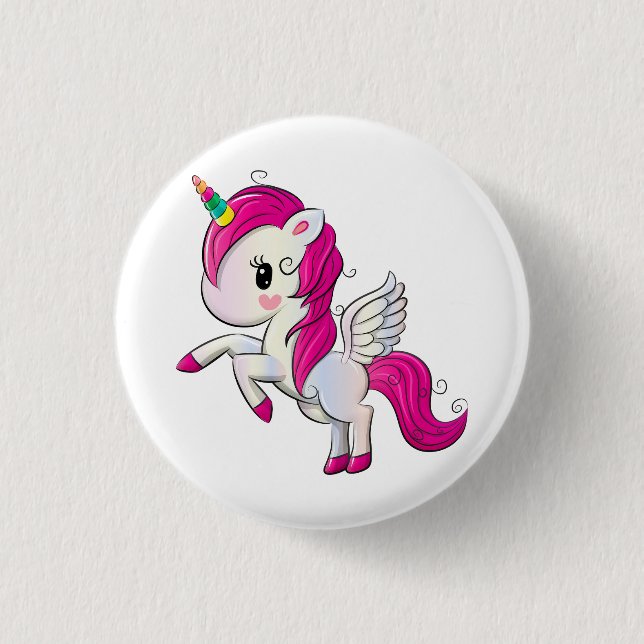 Magical Pink Unicorn  Button (Front)