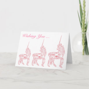 Magical Pink Unicorn Custom Birthday Card