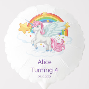 Magical Pink Unicorn Rainbow Birthday Party Balloon