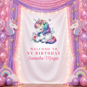 Magical Pink Unicorn Rainbow Pastel Backdrop