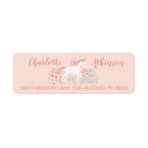 Magical Pink Unicorn Return Address Label
