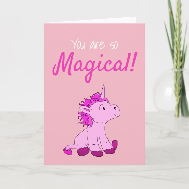 Magical PInk Unicorn Valentine`s day Card (Front)