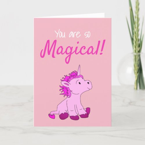 Magical PInk Unicorn Valentines day Card